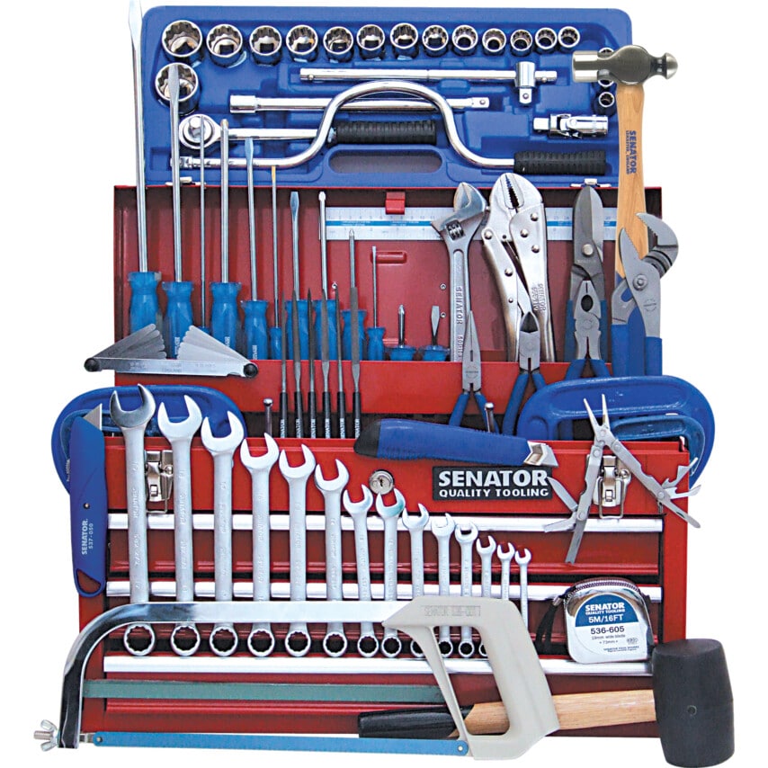90 Piece Workshop Engineer Tool Kit In Top Tool Chest