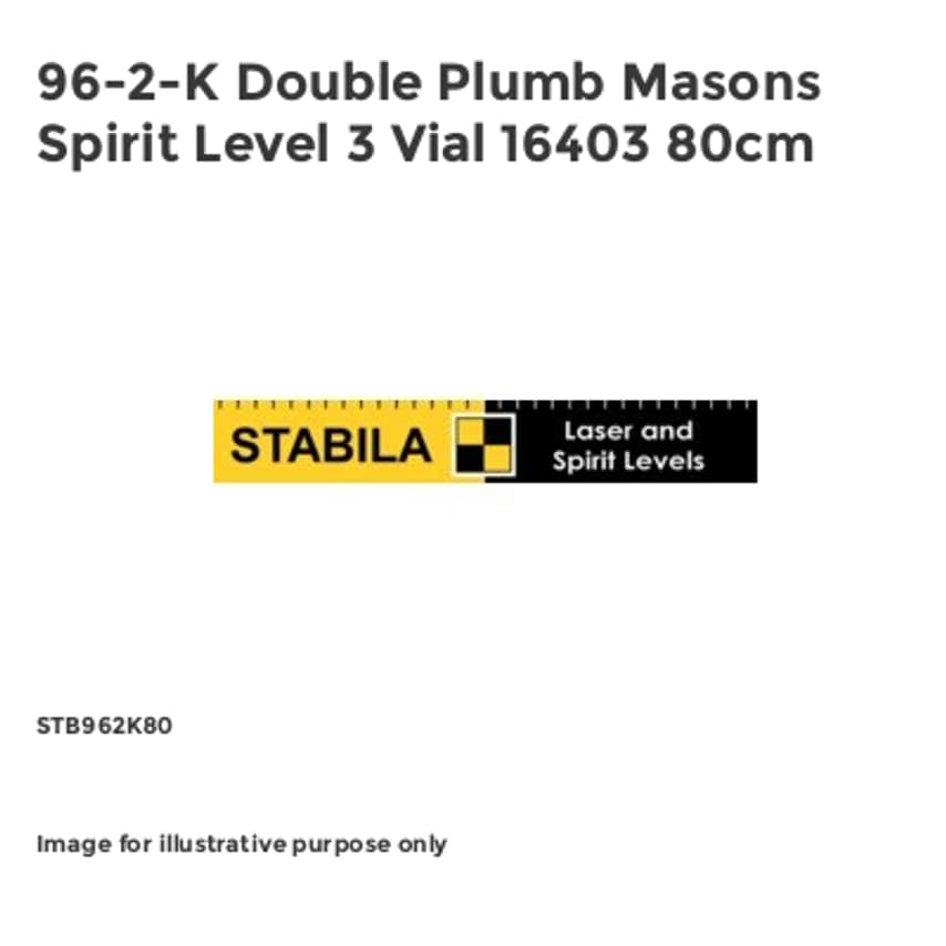 96-2-K Double Plumb Masons Spirit Level 3 Vial 16403 80cm STB962K80