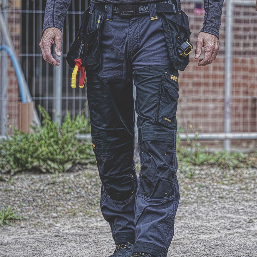 DeWalt Memphis Work Trousers Grey/Black 30" W 33" L
