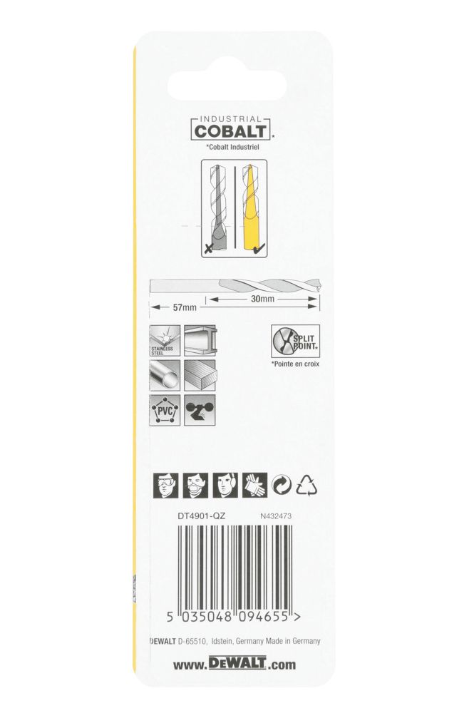 DeWalt Extreme Straight Shank Metal Drill Bits 2.5mm x 57mm 2 Pack