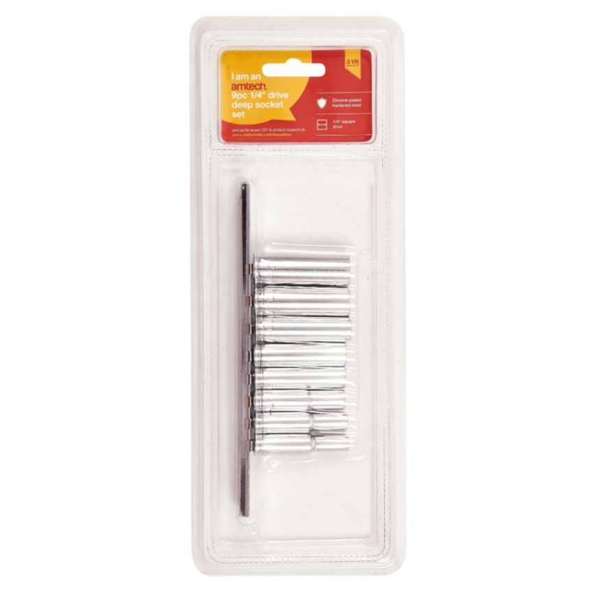 9 Piece 1/4 Metric Deep Socket Set