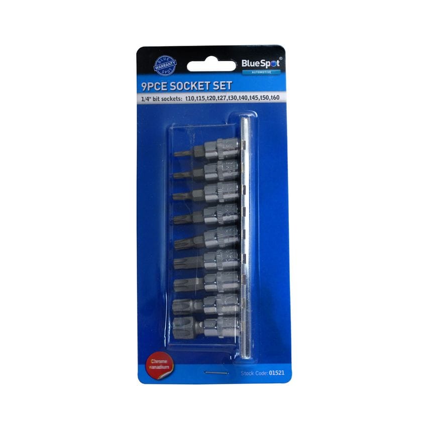 9 Piece 1/4" Torx Bit Socket Set (T10-T60)