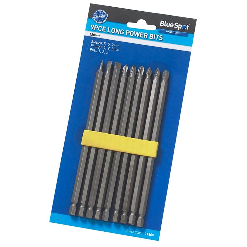9 Piece 150MM Chrome Vanadium Extra Long Power Bit Set