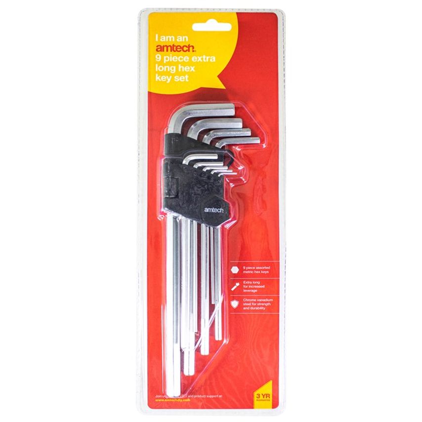 9 Piece Extra-Long Metric Hex Key Set