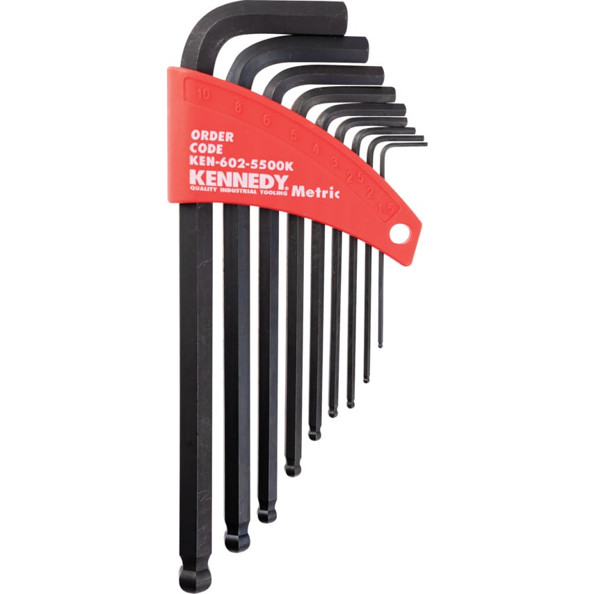 9 Piece Metric Hex Key Set, Ball End