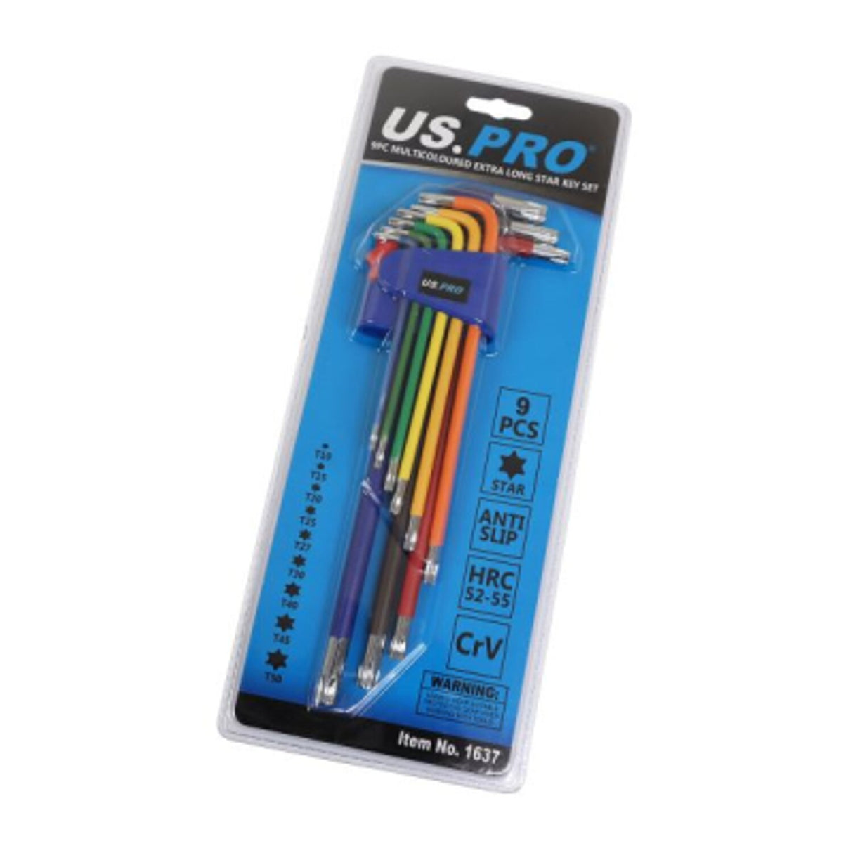 9 Piece Multicoloured Extra Long Star Key Set