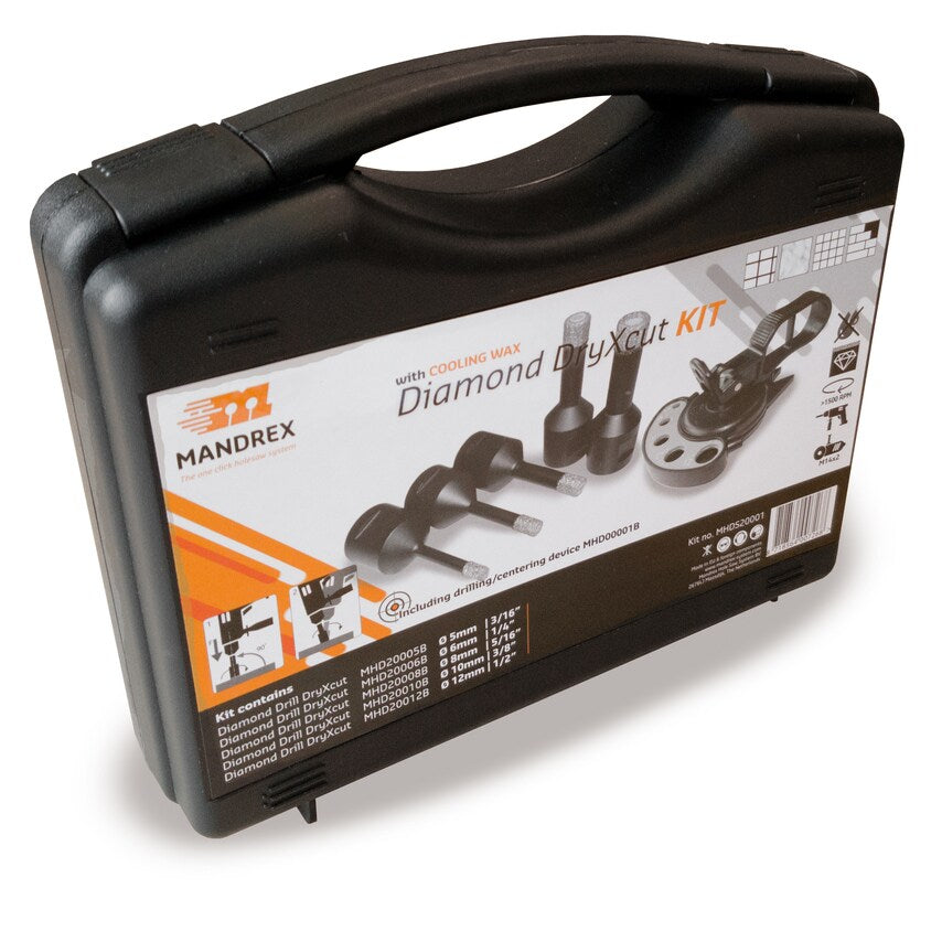 9 Pieces Kit - DryXcut Diamond drills 5, 6, 8, 10, 12, 20, 32 & 35mm