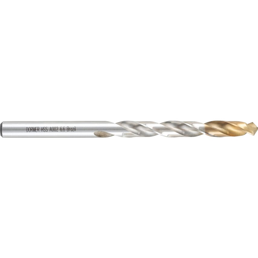 A002 6.60MM HSS Straight Shank Jobber Drills - TiN Tipped