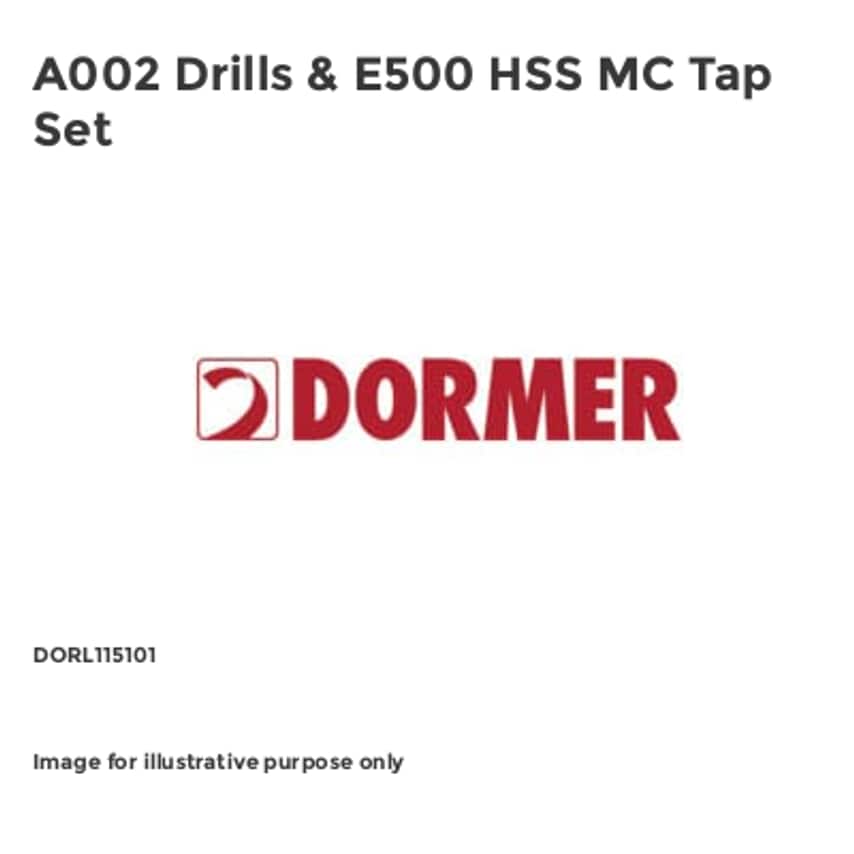 A002 Drills & E500 HSS MC Tap Set DORL115101