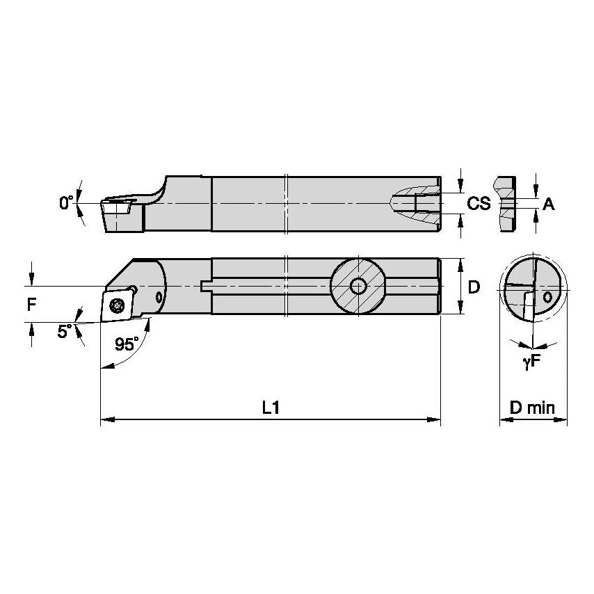 A06MSCLPR2 S Clamping Boring Bar D0.38 L6