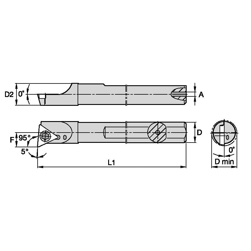 A08MSTLPR2 S Clamping Boring Bar D0.50 L6.00