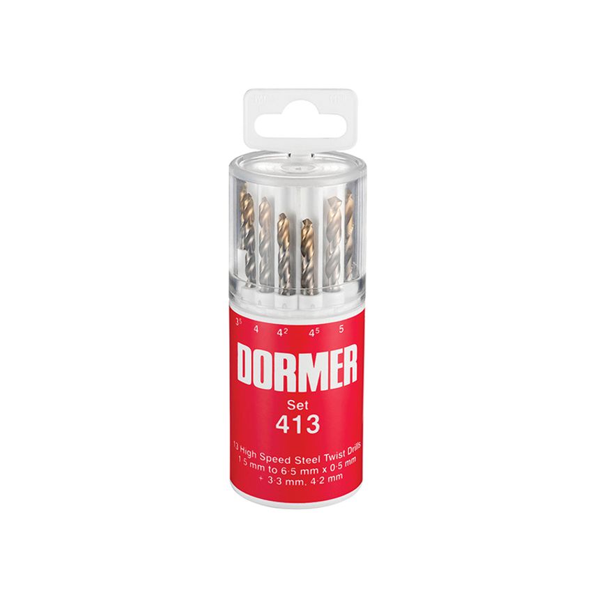 A094 No.413 HSS TiN Coated Drill Set of 13 1.5- 6.50mm x 0.5mm DORA094413