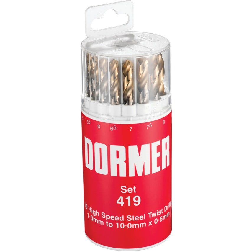 A094 Set 419 HSS Jobber Drill Set - TiN Tip Coated - 19 Piece