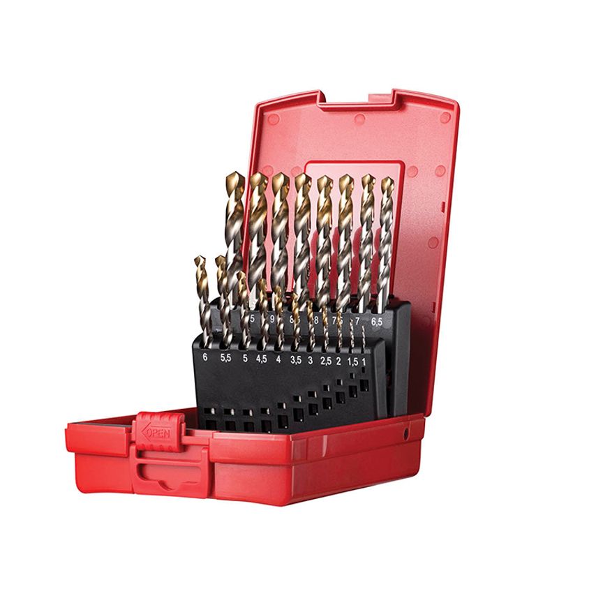 A095 Set 201 A002 HSS TiN Coated Jobber Drill Set of 19 1.0-10.0 x 0.5mm DORA095201