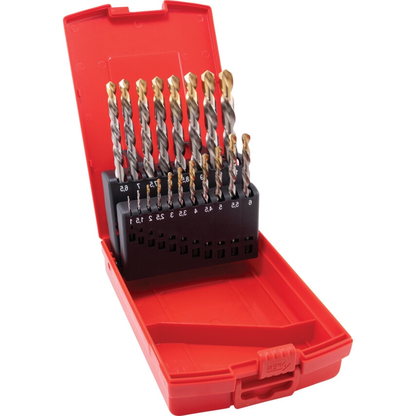A095 Set 201 HSS-Tin Jobber Drills (19-Pce)