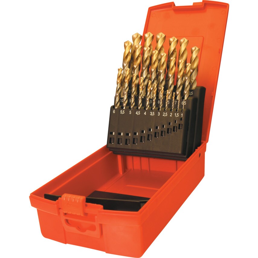 A095 Set 201 HSS-Tin Jobber Drills (19-Pce)