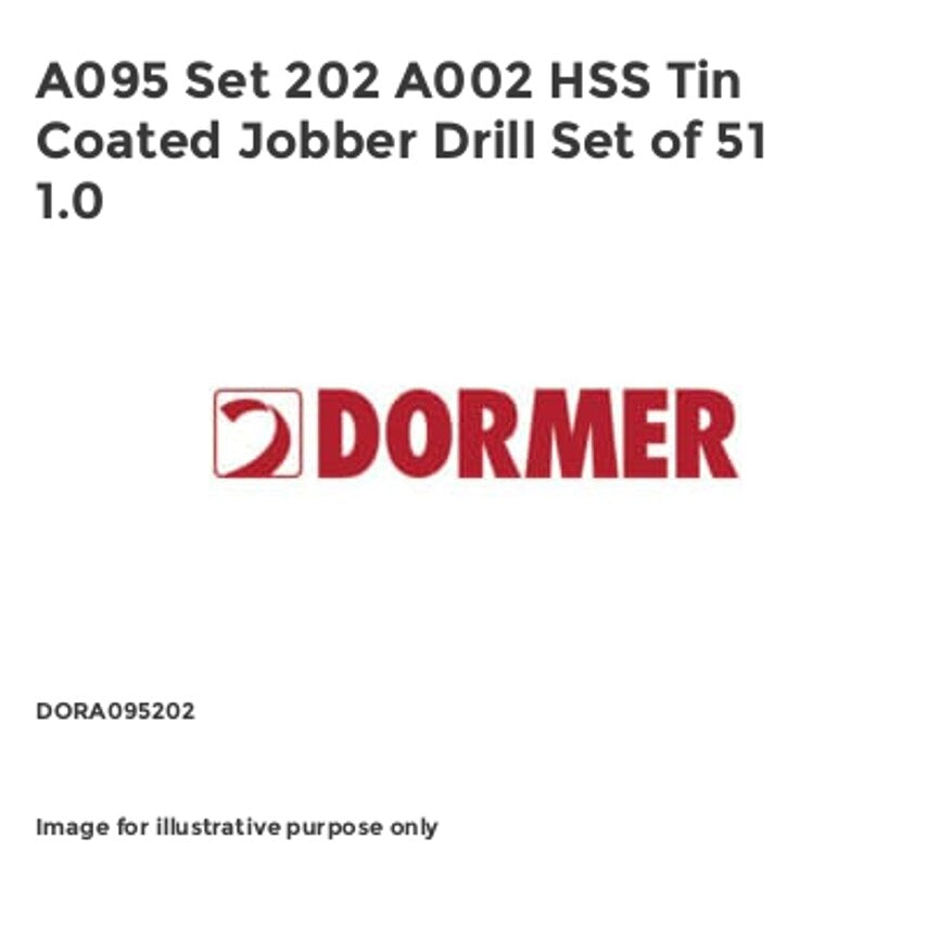 A095 Set 202 A002 HSS Tin Coated Jobber Drill Set of 51 1.0 DORA095202