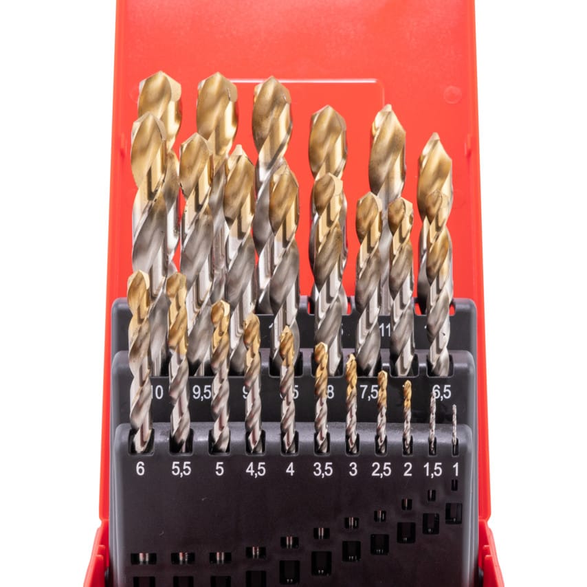 A095 Set 204 HSS-Tin Jobber Drills (25-Pce)