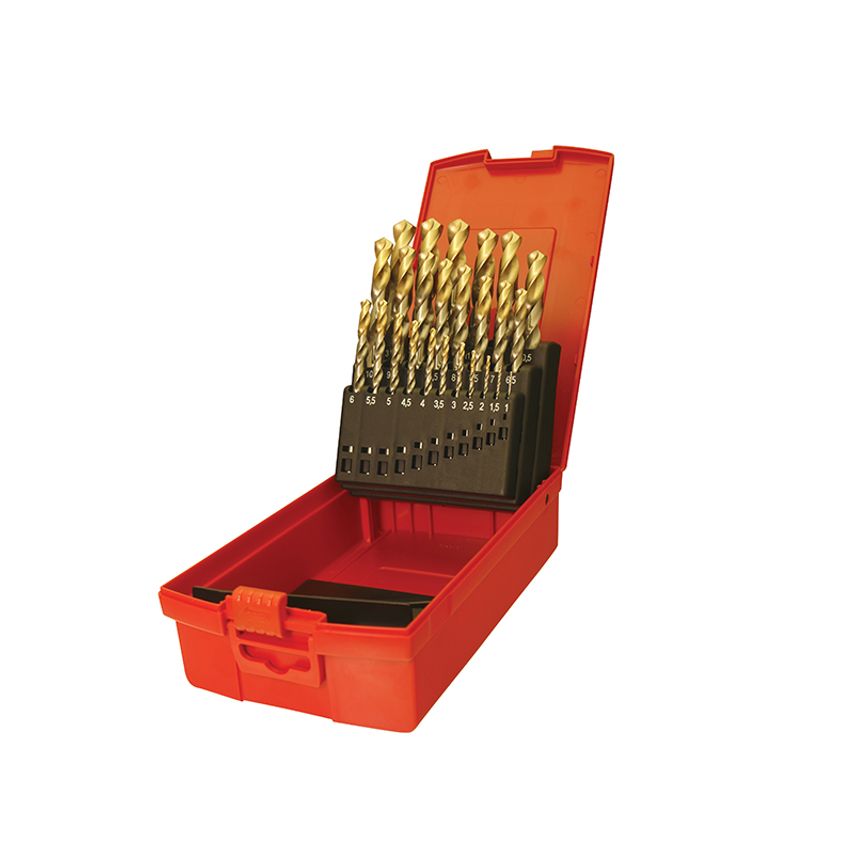 A095 Set 204 HSS TiN Coated Jobber Drill Set of 25 1.0-13.0 x 0.5mm DORA095204