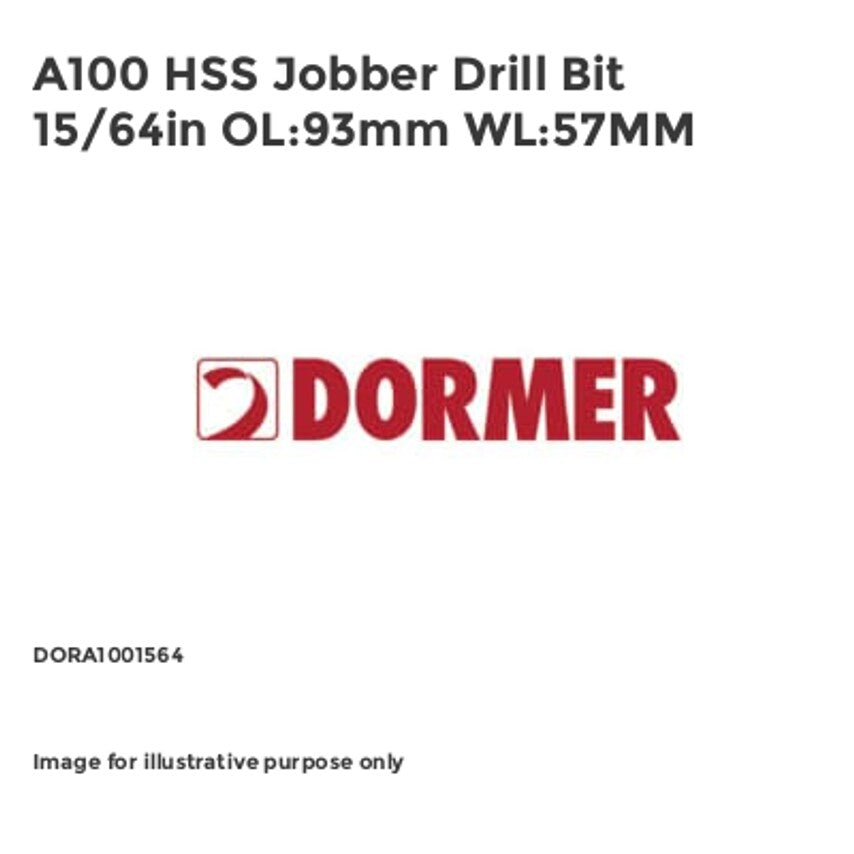 A100 HSS Jobber Drill Bit 15/64in OL:93mm WL:57MM