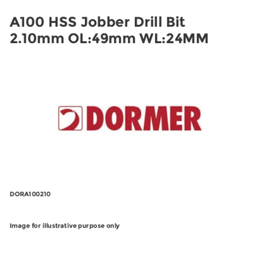 A100 HSS Jobber Drill Bit 2.10mm OL:49mm WL:24MM
