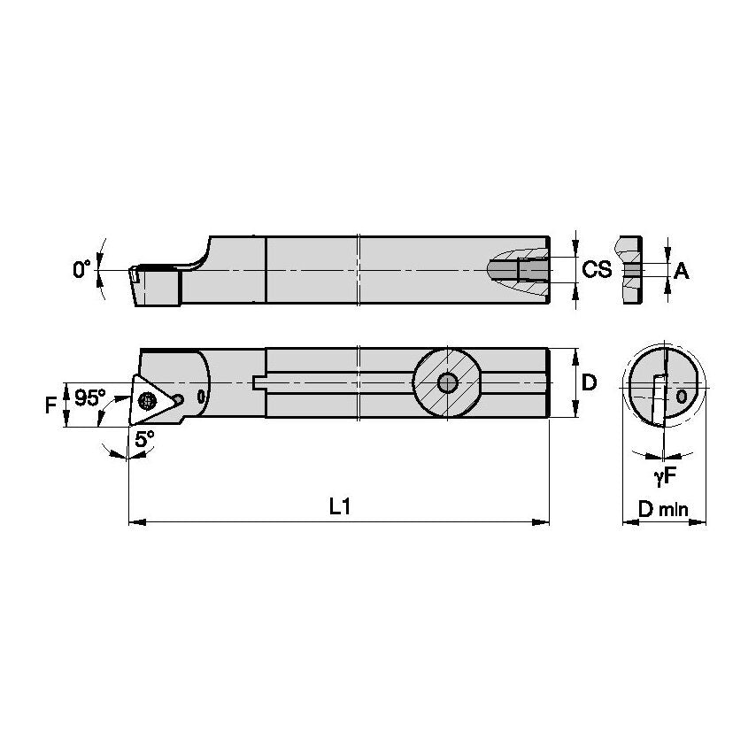 A10SSTLPR2 S Clamping Boring Bar D0.63 L1