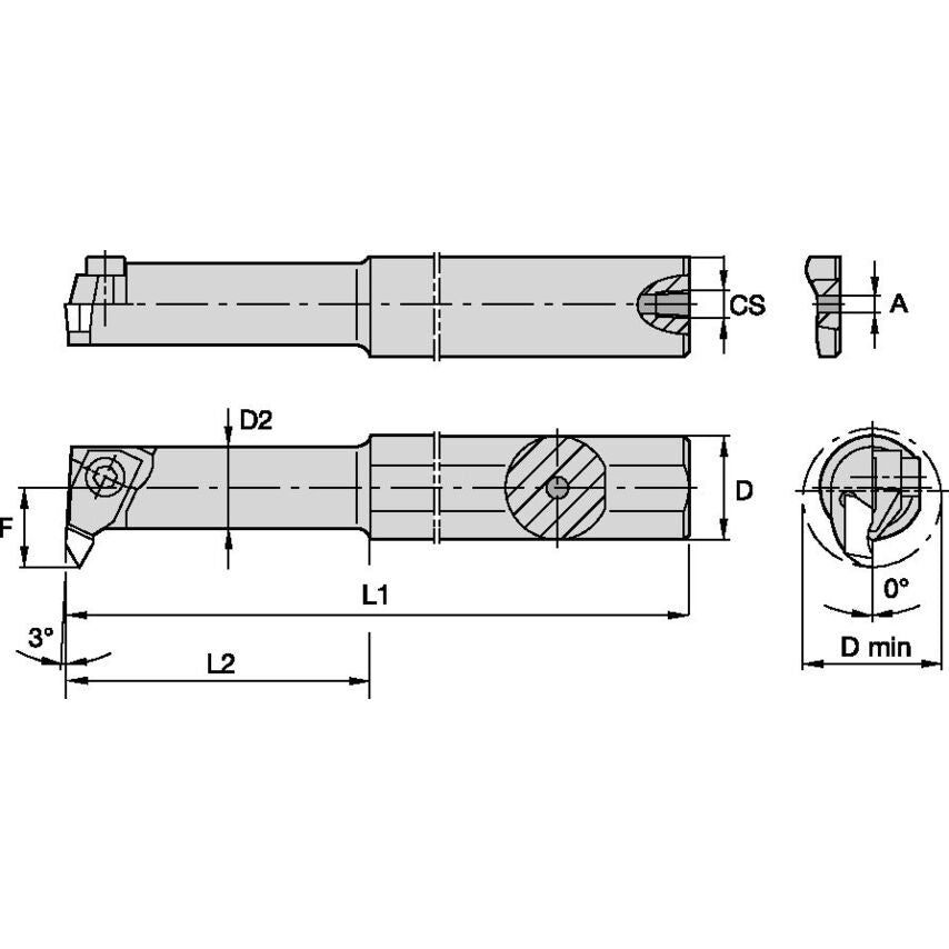 A12MNNTOR1 Top Notch Boring Bar D12, 0MM L
