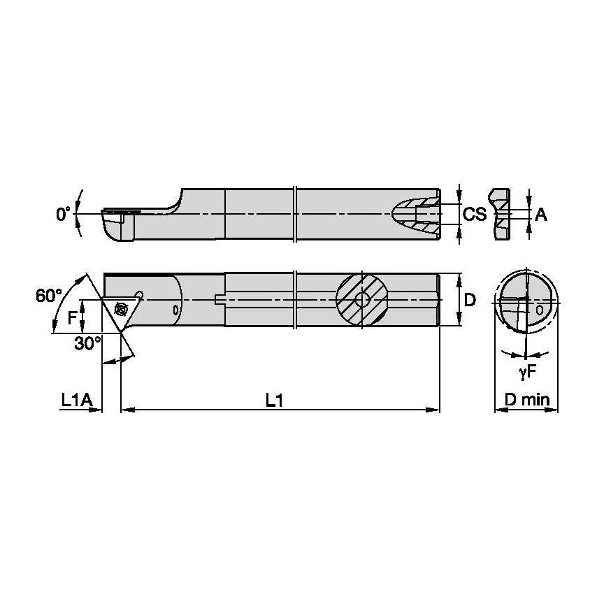 A12MSTWPR11 S Clamping Boring Bar D12, 0MM