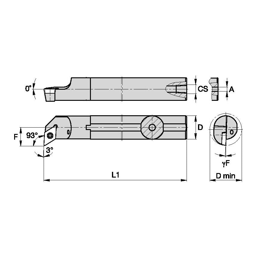A12SSDUPL3 S Clamping Boring Bar D0.75 L1