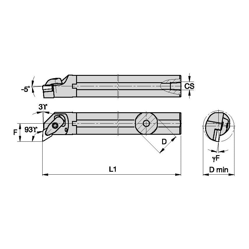 A16TDDUNL3KC3 D Clamping Boring Bar D1.00 L1
