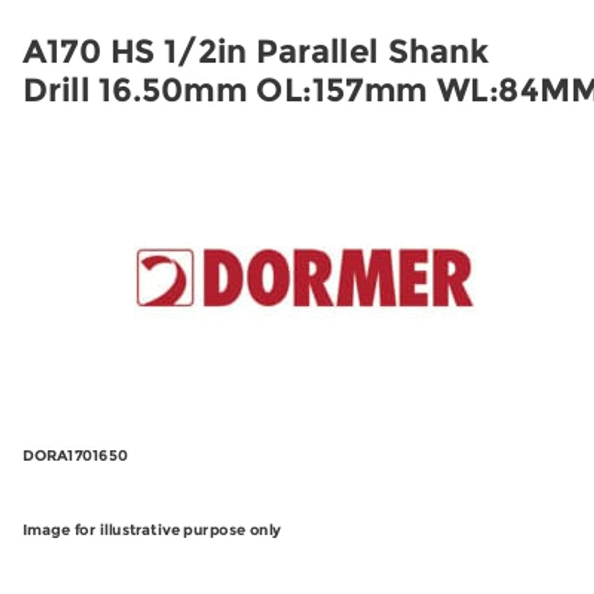 A170 HS 1/2in Parallel Shank Drill 16.50mm OL:157mm WL:84MM
