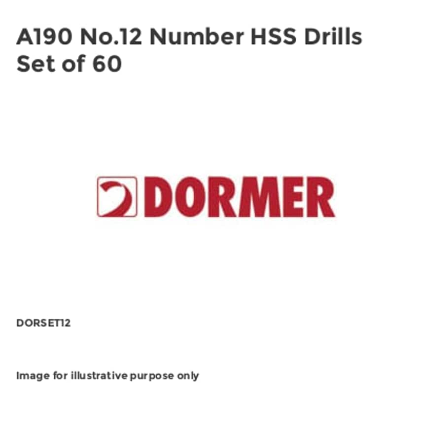 A190 No.12 Number HSS Drills Set of 60