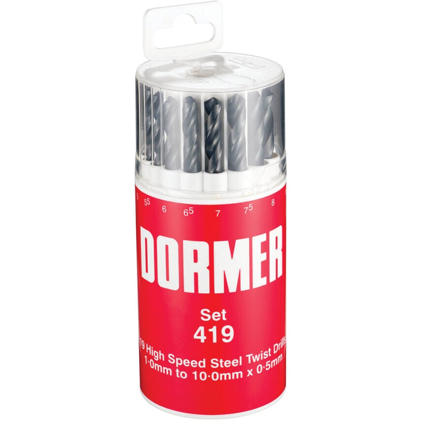 A191 NO.419 (19 Piece) Jobber Drill Set Plastic Cont