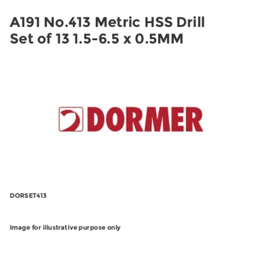 A191 No.413 Metric HSS Drill Set of 13 1.5-6.5 x 0.5MM