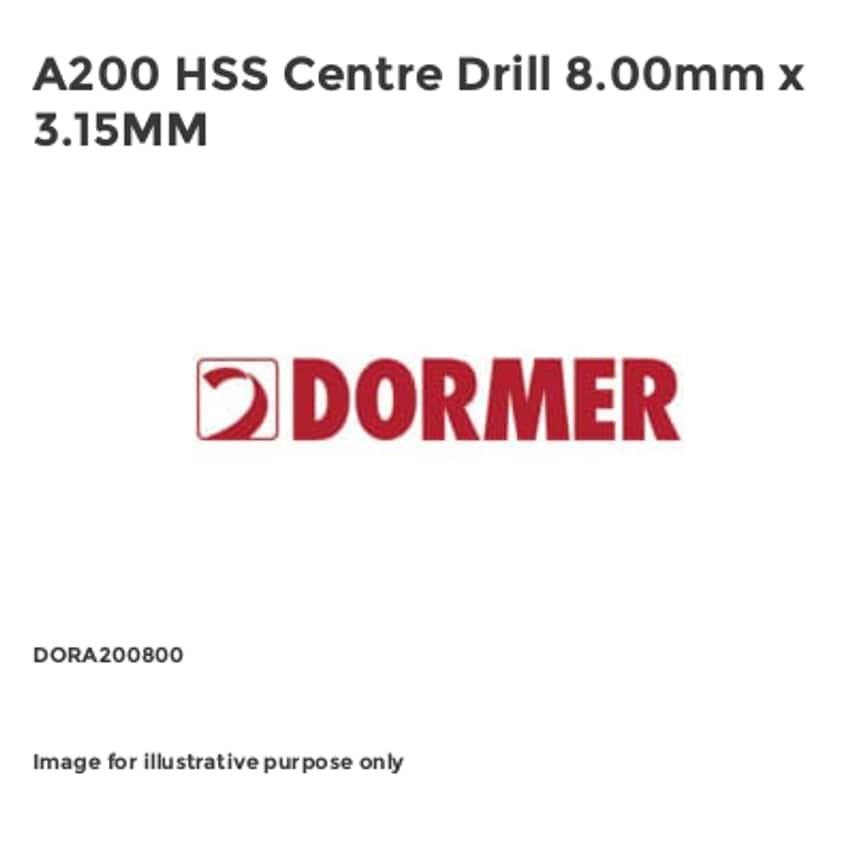 A200 HSS Centre Drill 8.00mm x 3.15MM