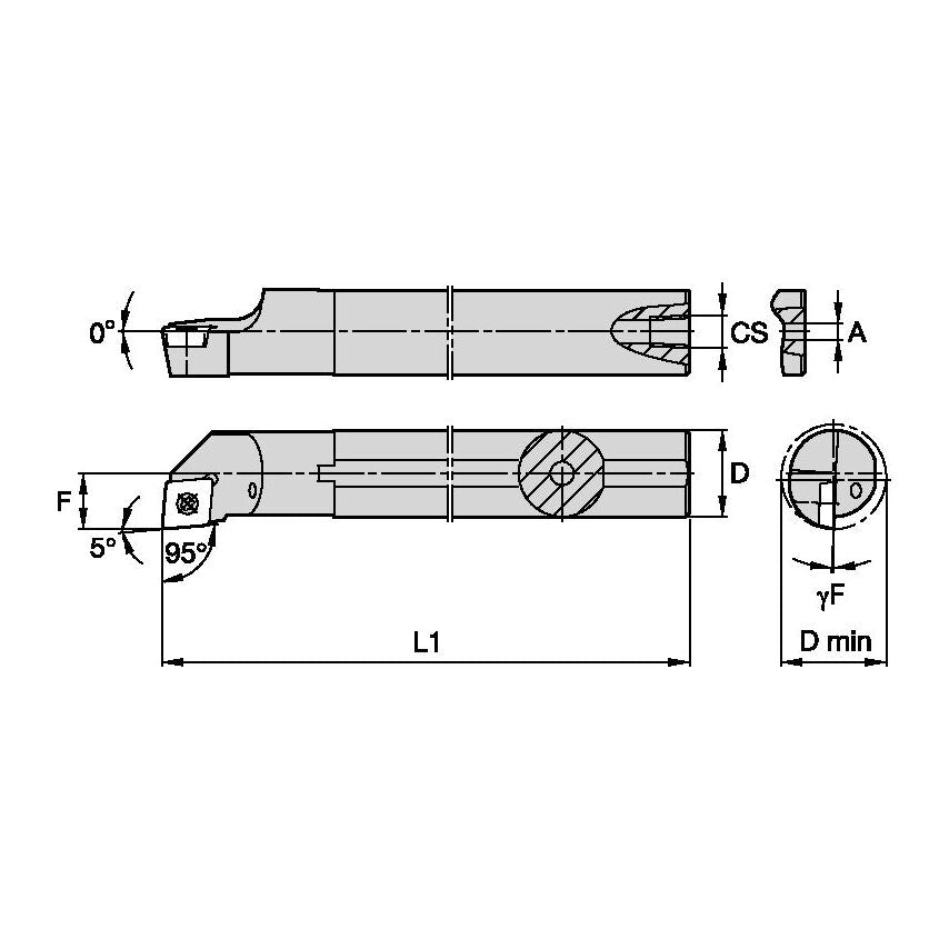 A20SSCLPR09 S Clamping Boring Bar D20, 0MM