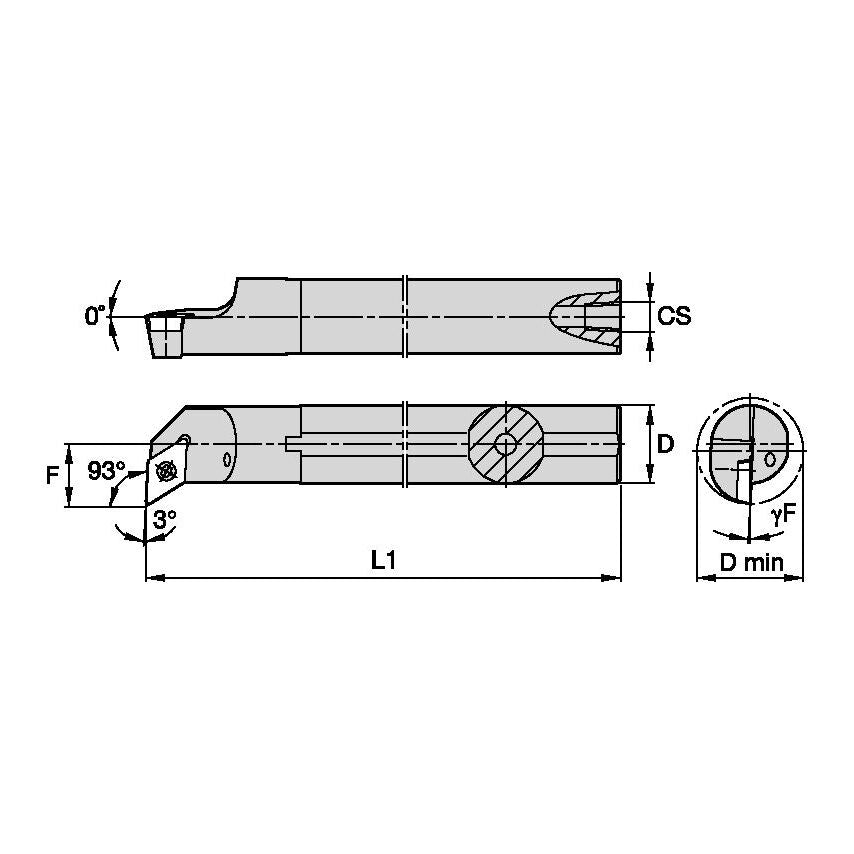 A20SSDUPL11 S Clamping Boring Bar D20, 0MM
