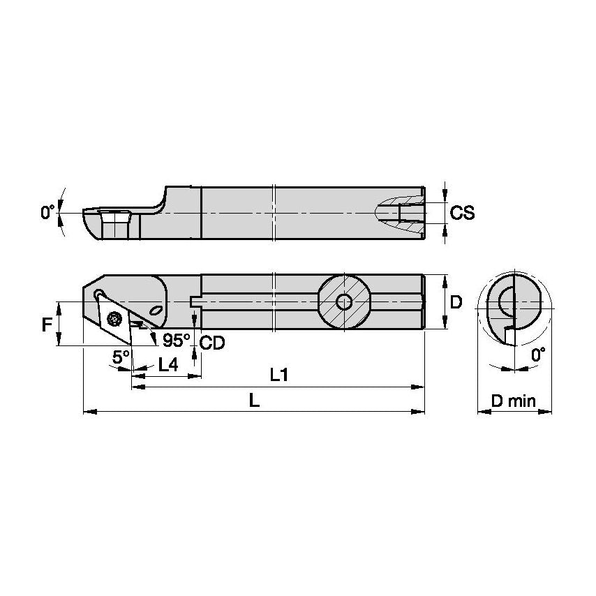 A20SSDXPR11 S Clamping Boring Bar D20, 0MM