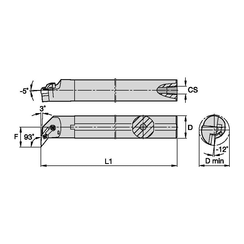 A25RMVUNR16 M Clamping Boring Bar D25, 0MM