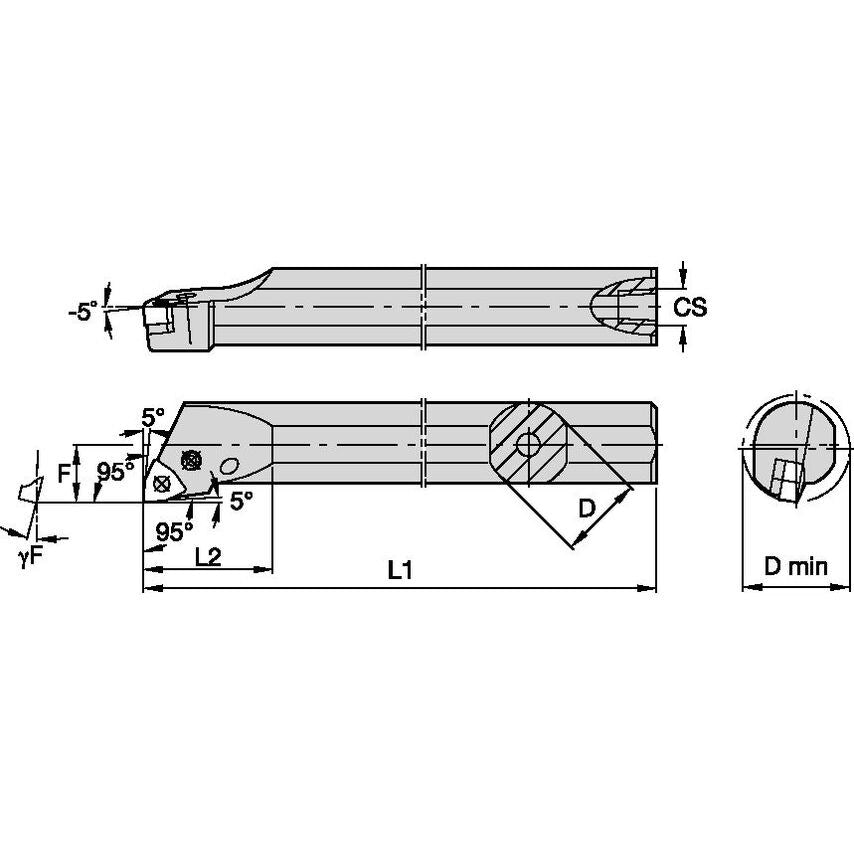 A25RPWLNR08 P Clamping Boring Bar D25, 0MM