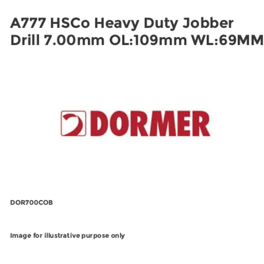 A777 HSCo Heavy Duty Jobber Drill 7.00mm OL:109mm WL:69MM