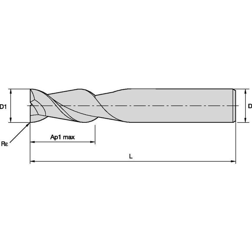 AADF0500J2GRC End Mill 1/2X1/2X1 5/8X4 R .06