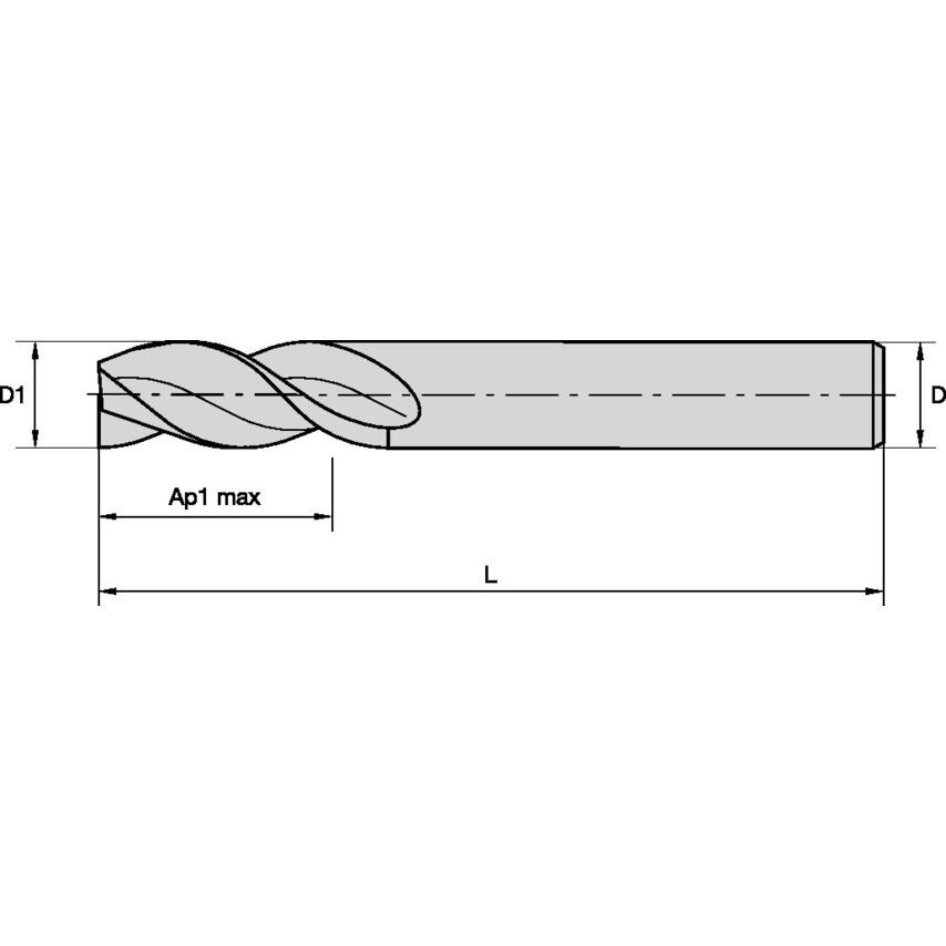 ABDE1400A3AS End Mill Maximet R=0 D=14 Z=3