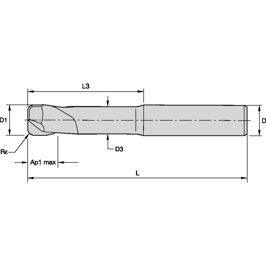 ABDF0500J2CQB End Mill 1/2X1/2X5/8X3 3/8X6 R
