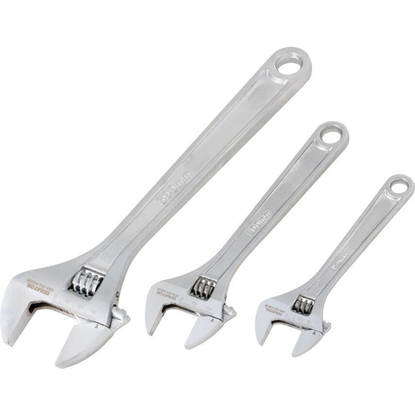 Adjustable Spanner Set, Chrome Vanadium Steel, Set of 3