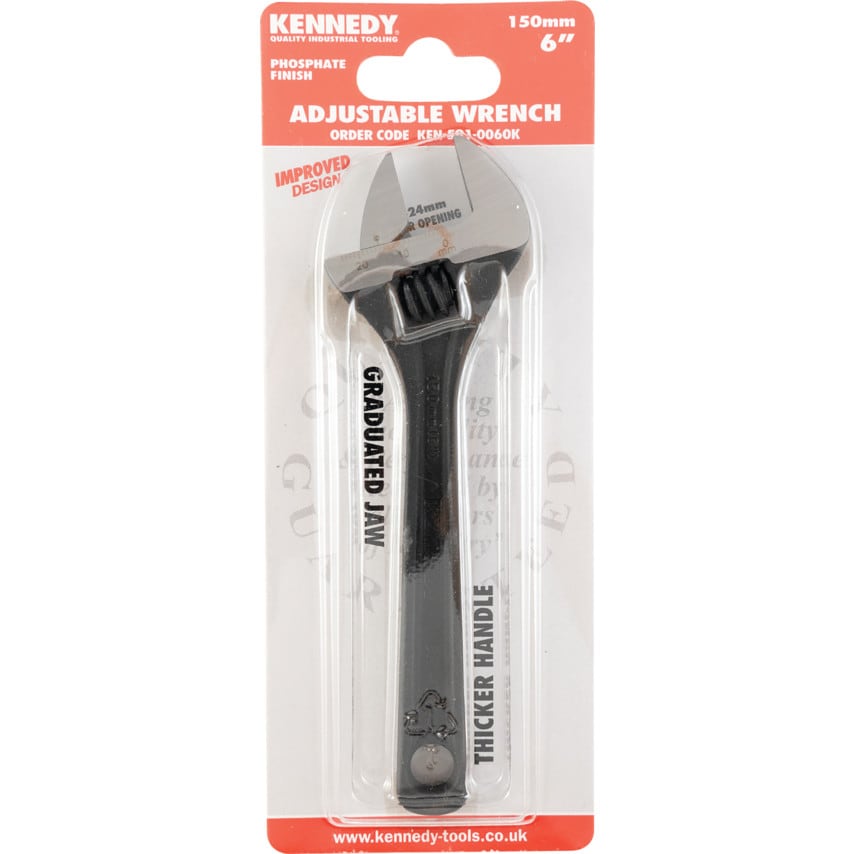 Adjustable Spanner, Steel, 6in./150mm Length, 24mm Jaw Capacity