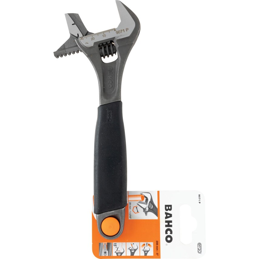 Adjustable Spanner, Steel, 8in./208mm Length, 28mm Jaw Capacity