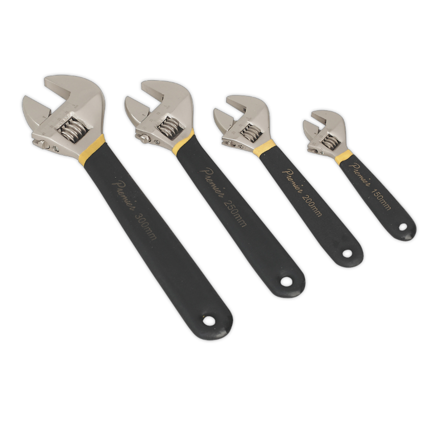 Adjustable Wrench Set4 Piece Ni-Fe Finish
