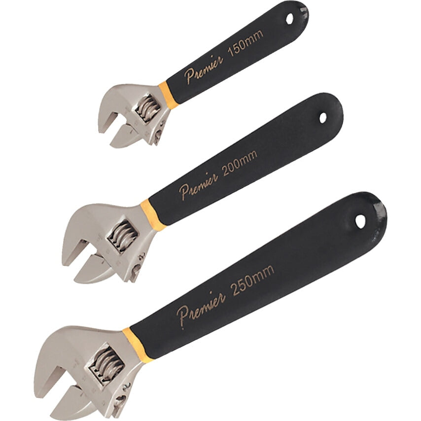 Adjustable Wrench Set 3 Piece Ni-Fe Finish
