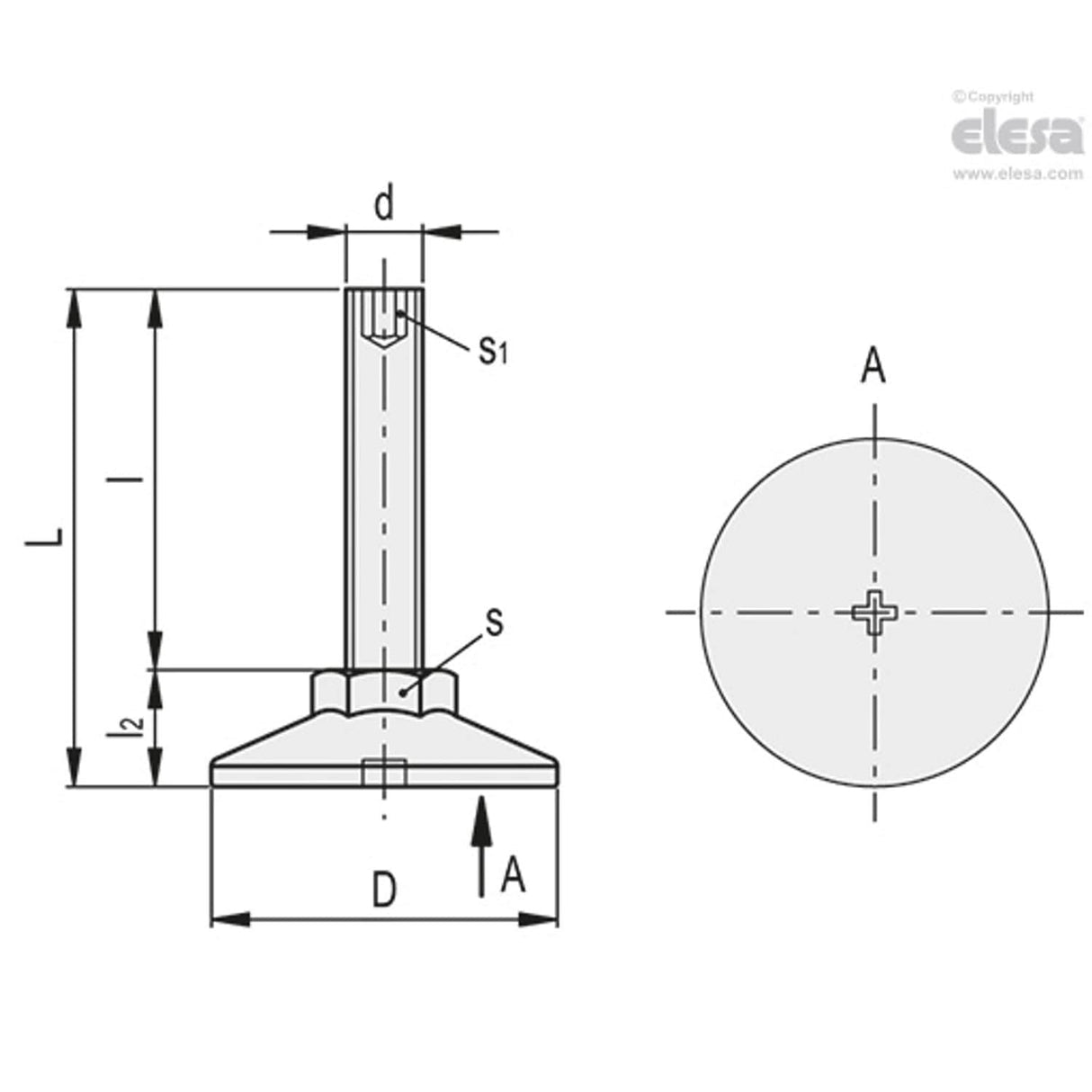Adjustable feet-LX.25-SW13-M6x24-HS